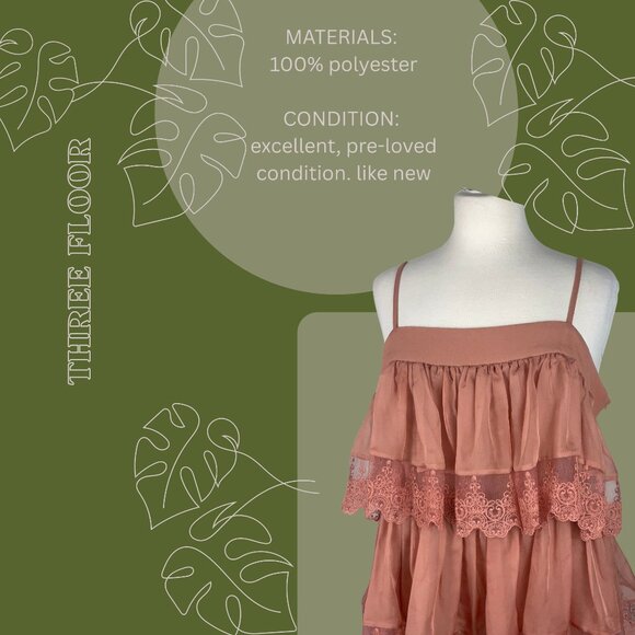 Anthropologie | Three Floor Ruffle Tiered Midi Dress in Rose Dawn | Size US 8/M - Picture 5 of 6